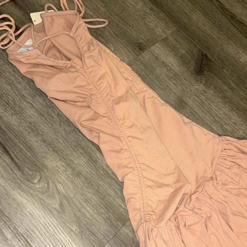 Free People Liza Drop Waist Midi Dress in Tuscany (taupe rose) - Picture 3 of 7